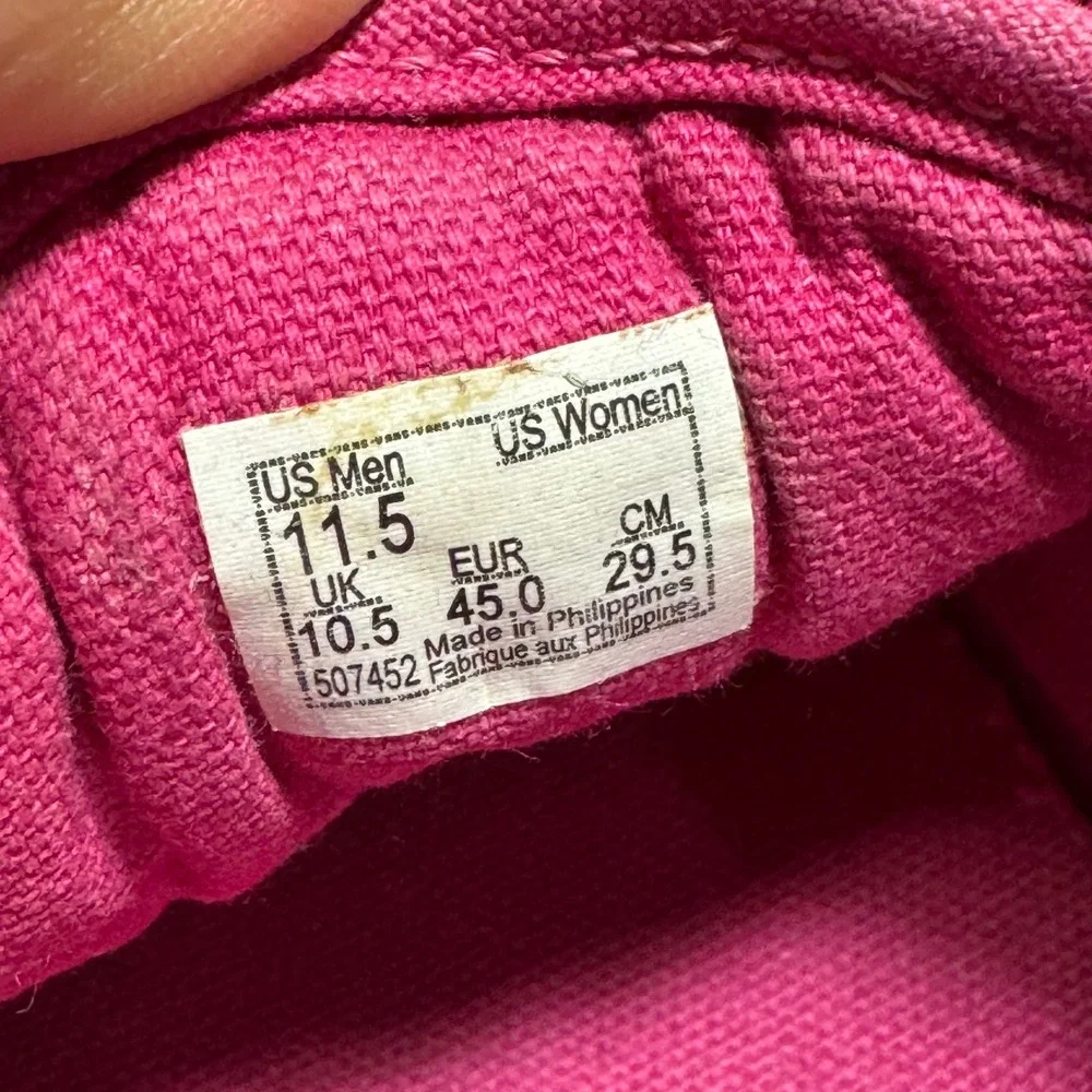 Vans Old Skool Fuchsia Pink Corduroy chenille Sneakers Mens 11.5 Low Skate Shoe